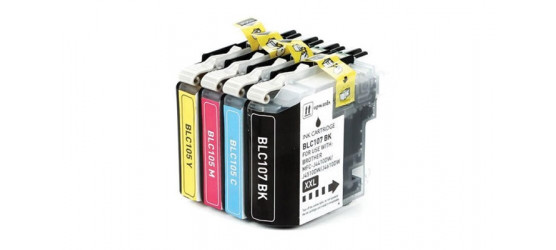 Complete set of 4 Brother LC-107XXL-105XL High Capacity Compatible Inkjet Cartridges